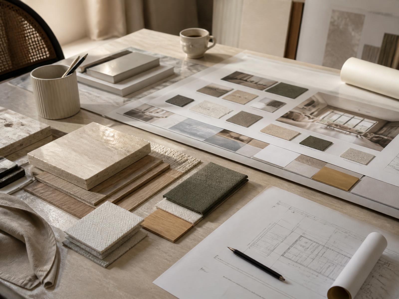 DERRICK WEI INTERIOR studio with material samples